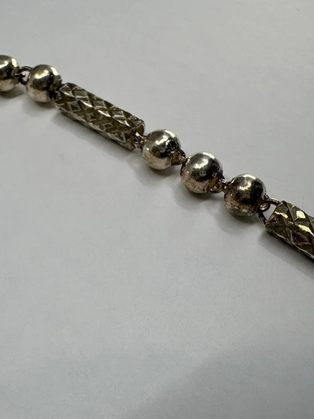 925 Sterling Silver Beaded Chain Necklace 21.6
